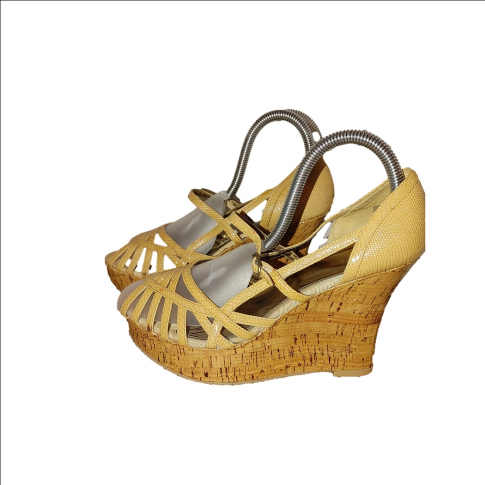 Bakers Porscha Strappy Cork Platform Wedge Heels Size 7.5B